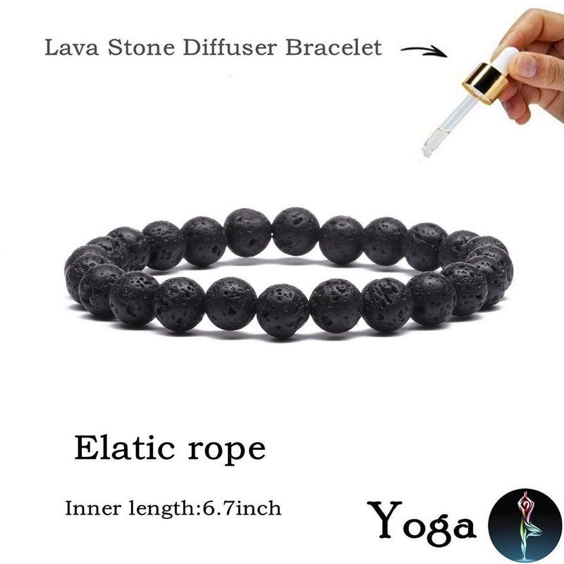 MengPa Mens Beaded Bracelets Couples Matching Bracelet Set Tiger Eye Matte Lava Rock Beads for Women Stone Jewelry (3Pcs-US4258ABC) - Image 5
